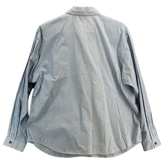 Koret City Blues Floral Striped Blue Pink Cottage Granny Button Up Blouse Large - Picture 3 of 6